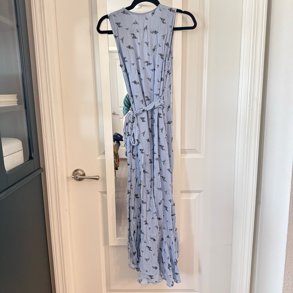 Ganni Light Blue Floral Wrap Maxi Dress Size 36 - Picture 5 of 5